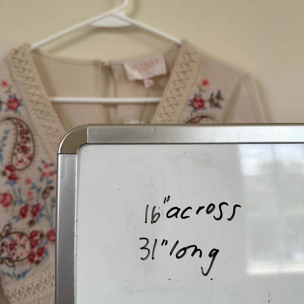 Audrey Parks Francescas Boho Norah Dress XS Floral Embroidered A Line 3/4 Sleeve - Picture 13 of 13